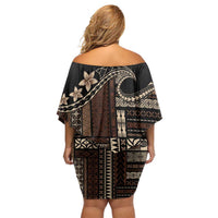 Samoa Siapo Mamanu Family Matching Off Shoulder Short Dress and Hawaiian Shirt Waves Motifs LT7 - Polynesian Pride