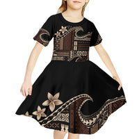 Samoa Siapo Mamanu Kid Short Sleeve Dress Waves Motifs