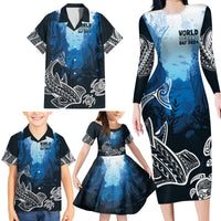 World Ocean Day Pasifika Family Matching Long Sleeve Bodycon Dress and Hawaiian Shirt Awaken New Depths LT7 - Polynesian Pride