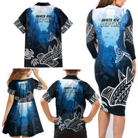 World Ocean Day Pasifika Family Matching Long Sleeve Bodycon Dress and Hawaiian Shirt Awaken New Depths LT7 - Polynesian Pride