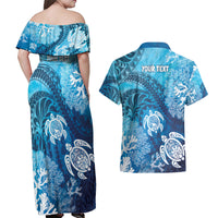 Hawaii World Ocean Day Couples Matching Off Shoulder Maxi Dress and Hawaiian Shirt Kakau Turtles LT7 - Polynesian Pride