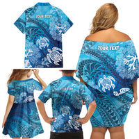 Hawaii World Ocean Day Family Matching Off Shoulder Short Dress and Hawaiian Shirt Kakau Turtles LT7 - Polynesian Pride