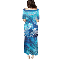 Hawaii World Ocean Day Family Matching Puletasi and Hawaiian Shirt Kakau Turtles LT7 - Polynesian Pride