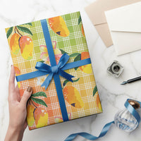 Aloha Hawaii Palaka Print Mango Plumeria Wrapping Paper Tropical Vibes LT7 - Polynesian Pride