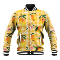 Aloha Hawaii Palaka Print Mango Plumeria Baseball Jacket Fresh Lemon LT7 Unisex Yellow - Polynesian Pride