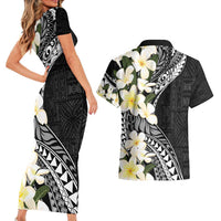 Aloha Hawaii Festive Couples Matching Short Sleeve Bodycon Dress and Hawaiian Shirt Frangipani Lace Classic LT7 - Polynesian Pride