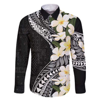 Aloha Hawaii Festive Family Matching Off The Shoulder Long Sleeve Dress and Hawaiian Shirt Frangipani Lace Classic LT7 Dad's Shirt - Long Sleeve Black - Polynesian Pride