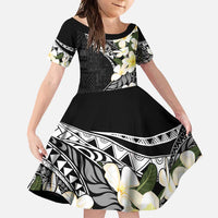 Aloha Hawaii Festive Family Matching Off Shoulder Maxi Dress and Hawaiian Shirt Frangipani Lace Classic LT7 Daughter's Dress Black - Polynesian Pride