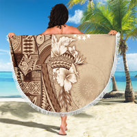 Kia Orana Cook Islands Tapa Floral With Cross Beach Blanket Beige LT7 - Polynesian Pride