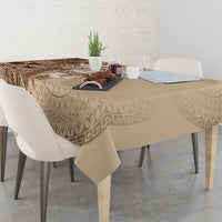 Kia Orana Cook Islands Tapa Floral With Cross Tablecloth Beige