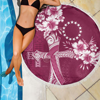 Kia Orana Cook Islands Tapa Floral With Cross Beach Blanket Maroon