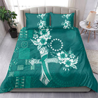 Kia Orana Cook Islands Tapa Floral With Cross Bedding Set Deep Teal