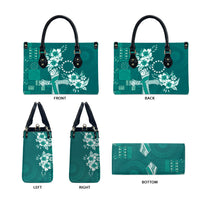 Kia Orana Cook Islands Tapa Floral With Cross Leather Bag Deep Teal
