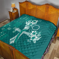 Kia Orana Cook Islands Tapa Floral With Cross Quilt Deep Teal