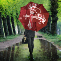 Kia Orana Cook Islands Tapa Floral With Cross Umbrella Crimson Red LT7 - Polynesian Pride
