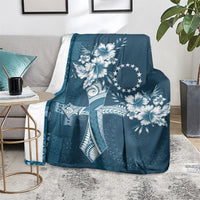 Kia Orana Cook Islands Tapa Floral With Cross Blanket Navy Blue
