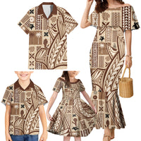 Samoa Tapa Family Matching Mermaid Dress and Hawaiian Shirt Siapo Mix Tatau Patterns LT7 - Polynesian Pride