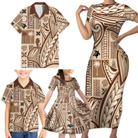 Samoa Tapa Family Matching Short Sleeve Bodycon Dress and Hawaiian Shirt Siapo Mix Tatau Patterns LT7 - Polynesian Pride