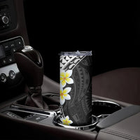 Hawaii Aloha Skinny Tumbler Plumeria Vintage - Black