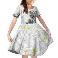 Hawaii Aloha Kid Short Sleeve Dress Plumeria Vintage - White LT7 KID White - Polynesian Pride