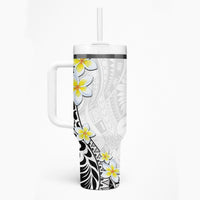 Hawaii Aloha Tumbler With Handle Plumeria Vintage - White