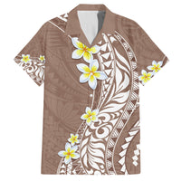 Hawaii Aloha Family Matching Tank Maxi Dress and Hawaiian Shirt Plumeria Vintage - Brown LT7 Dad's Shirt - Short Sleeve Brown - Polynesian Pride