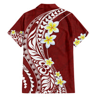 Hawaii Aloha Family Matching Tank Maxi Dress and Hawaiian Shirt Plumeria Vintage - Crimson LT7 - Polynesian Pride