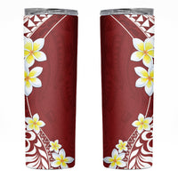 Hawaii Aloha Skinny Tumbler Plumeria Vintage - Red