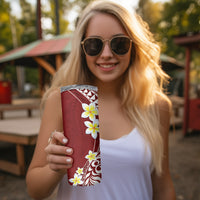 Hawaii Aloha Skinny Tumbler Plumeria Vintage - Red