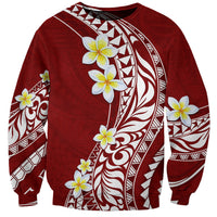 Hawaii Aloha Sweatshirt Plumeria Vintage - Crimson LT7 Unisex Crimson - Polynesian Pride