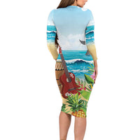 Aloha Honolulu Festival Family Matching Long Sleeve Bodycon Dress and Hawaiian Shirt Ukulele By The Shore LT7 - Polynesian Pride