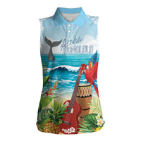 Aloha Honolulu Festival Women Sleeveless Polo Shirt Ukulele By The Shore LT7 Female Art - Polynesian Pride