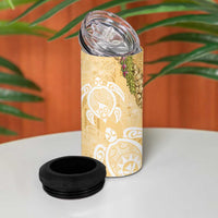 Aloha Honolulu Festival 4 in 1 Can Cooler Tumbler Hawaii Kapa Mix Flowers Lei LT7 - Polynesian Pride