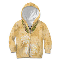 Aloha Honolulu Festival Kid Hoodie Hawaii Kapa Mix Flowers Lei LT7 Zip Hoodie Yellow - Polynesian Pride
