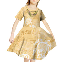 Aloha Honolulu Festival Kid Short Sleeve Dress Hawaii Kapa Mix Flowers Lei LT7 - Polynesian Pride