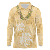 Aloha Honolulu Festival Long Sleeve Polo Shirt Hawaii Kapa Mix Flowers Lei LT7 Yellow - Polynesian Pride