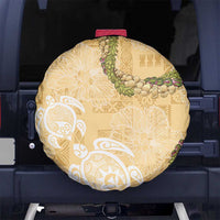 Aloha Honolulu Festival Spare Tire Cover Hawaii Kapa Mix Flowers Lei LT7 No hole Yellow - Polynesian Pride