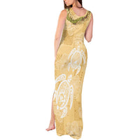 Aloha Honolulu Festival Tank Maxi Dress Hawaii Kapa Mix Flowers Lei LT7 - Polynesian Pride