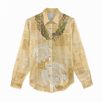 Aloha Honolulu Festival Women Casual Shirt Hawaii Kapa Mix Flowers Lei LT7 - Polynesian Pride