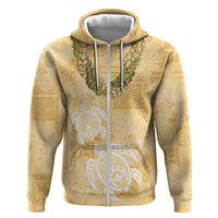 Aloha Honolulu Festival Zip Hoodie Hawaii Kapa Mix Flowers Lei LT7 Zip Hoodie Yellow - Polynesian Pride