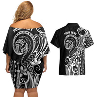 Polynesia Beach Volleyball Personalized Couples Matching Off Shoulder Short Dress and Hawaiian Shirt Basic