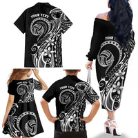 Polynesia Beach Volleyball Personalized Family Matching Off The Shoulder Long Sleeve Dress and Hawaiian Shirt Basic