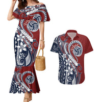 Polynesia Beach Volleyball Personalized Couples Matching Mermaid Dress and Hawaiian Shirt Special