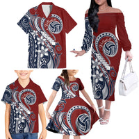 Polynesia Beach Volleyball Personalized Family Matching Off The Shoulder Long Sleeve Dress and Hawaiian Shirt Special