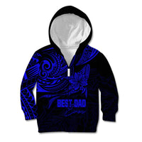 Personalised Father's Day Polynesian Kid Hoodie Best Dad Ever - Blue LT7 Zip Hoodie Blue - Polynesian Pride