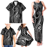 Polynesia Plumeria Lei Family Matching Tank Maxi Dress and Hawaiian Shirt Black Curves Motif LT7 - Polynesian Pride