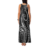 Polynesia Plumeria Lei Family Matching Tank Maxi Dress and Hawaiian Shirt Black Curves Motif LT7 - Polynesian Pride