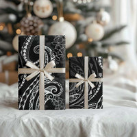 Polynesia Plumeria Lei Wrapping Paper Black Curves Motif