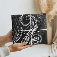 Polynesia Plumeria Lei Wrapping Paper Black Curves Motif