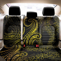 Polynesia Plumeria Lei Back Car Seat Cover Black Gold Curves Motif